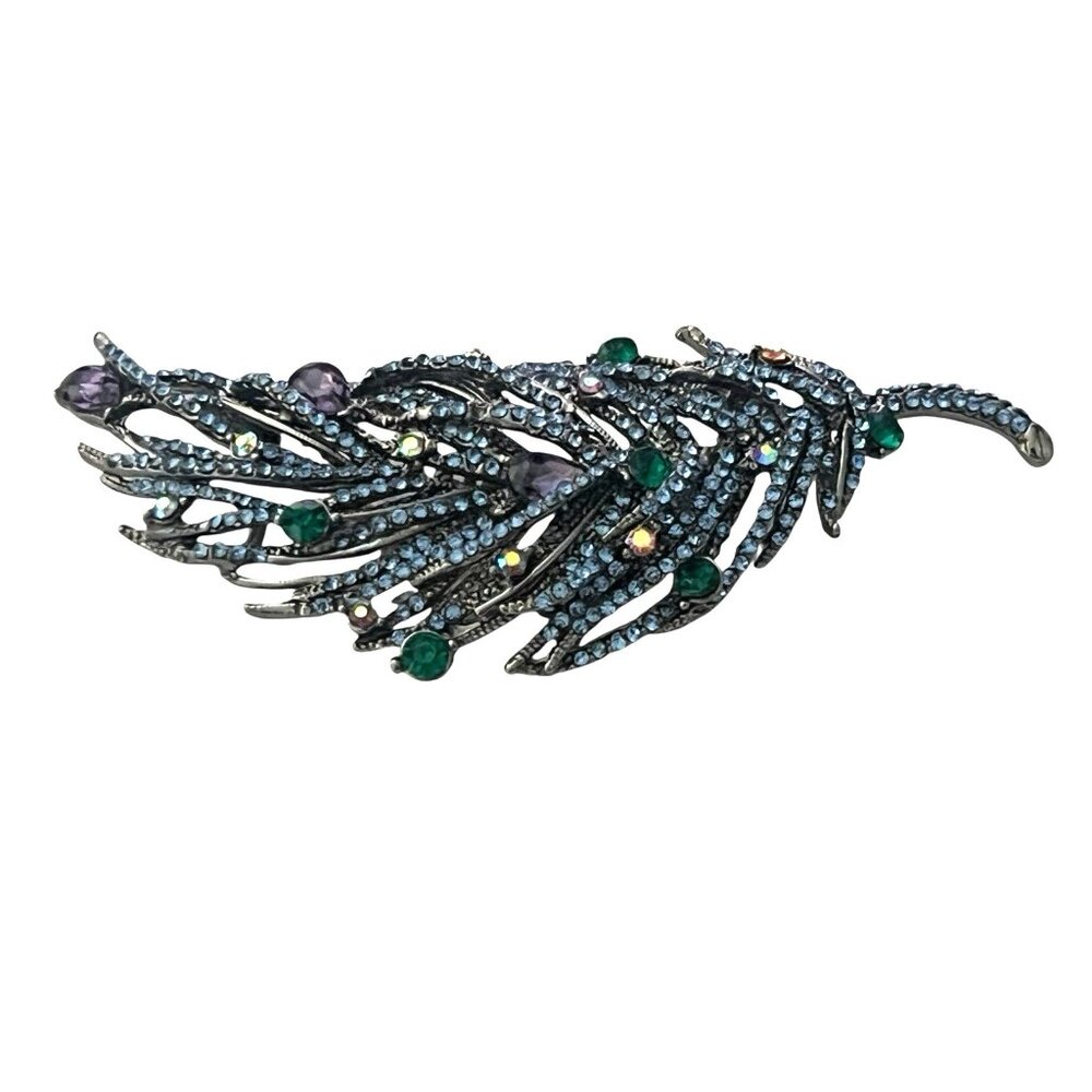 old money‎ glam large rhinestone shoulder pin brooch 4in - Picture 3 of 13